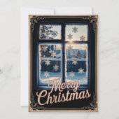 ヴィンテージ霜の降りた冬の窓クリスマスの挨拶 シーズンカード (正面)