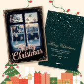 ヴィンテージ霜の降りた冬の窓クリスマスの挨拶 シーズンカード