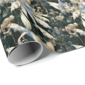 ヴィンテージ青い妖精とマッシュルームの包装紙 ラッピングペーパー (ロールコーナー)