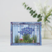 ヴィンテージ青い木、魚、ピンクの珊瑚 ポストカード (スタンド正面)