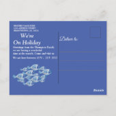 ヴィンテージ青い木、魚、ピンクの珊瑚 ポストカード (裏面)