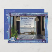 ヴィンテージ青い木、魚、ピンクの珊瑚 ポストカード (正面/裏面)