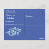 ヴィンテージ青い木、魚、ピンクの珊瑚 ポストカード (裏面)