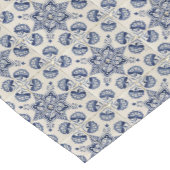 ヴィンテージ青い白の幾何学模様 ショートテーブルランナー (コーナー)