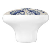 ヴィンテージ青い白の幾何学模様 セラミックノブ (側面)