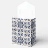 ヴィンテージ青い白の幾何学模様 フェイバーボックス (オープン)