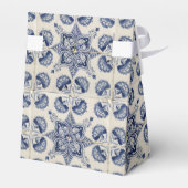 ヴィンテージ青い白の幾何学模様 フェイバーボックス (裏面サイド)