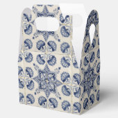 ヴィンテージ青い白の幾何学模様 フェイバーボックス (オープン)