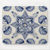 ヴィンテージ青い白の幾何学模様 マウスパッド (正面)