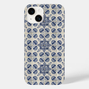 ヴィンテージ青い白の幾何学模様 Case-Mate iPhone 14ケース
