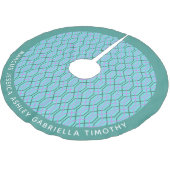 ヴィンテージ青い線のパターンパーソナライズされた ブラッシュドポリエステルツリースカート (アングル)