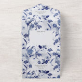 ヴィンテージ青い花とつる植物 オールインワン招待状 (外側)