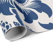 ヴィンテージ青い花柄 ラッピングペーパー (ロールコーナー)