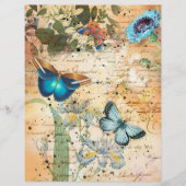 ヴィンテージ青い蝶と花スクラップブックパップ (正面)