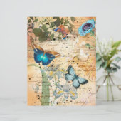 ヴィンテージ青い蝶と花スクラップブックパップ (スタンド正面)