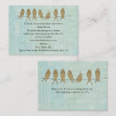 ヴィンテージ青い音楽鳥のホテルおよび方向カード 名刺 (正面/裏面)