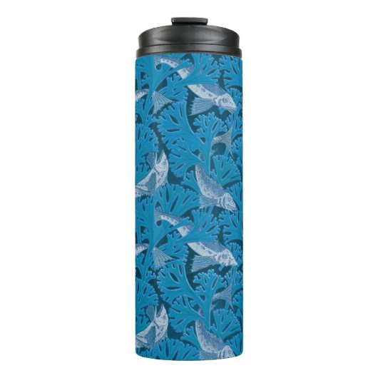 ヴィンテージ青い魚と海藻:アールヌーボー 航海の タンブラー (正面)