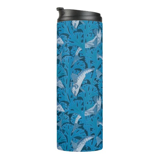 ヴィンテージ青い魚と海藻:アールヌーボー 航海の タンブラー (回転右)