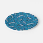 ヴィンテージ青い魚と海藻：アールヌーボー 航海の ペーパープレート (アングル)