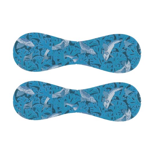 ヴィンテージ青い魚と海藻:アールヌーボー 航海の 野球ボール (パネル)