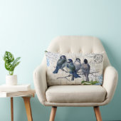 ヴィンテージ青い鳥の花イタリアン腰枕 ランバークッション (椅子)