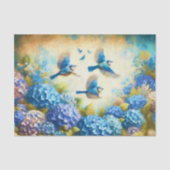 ヴィンテージ青い鳥アジサイ 薄葉紙 (正面)