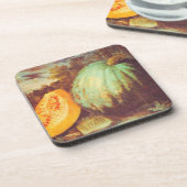 ヴィンテージ青かぼちゃ家宝秋絵を描の素朴 コースター (左側)