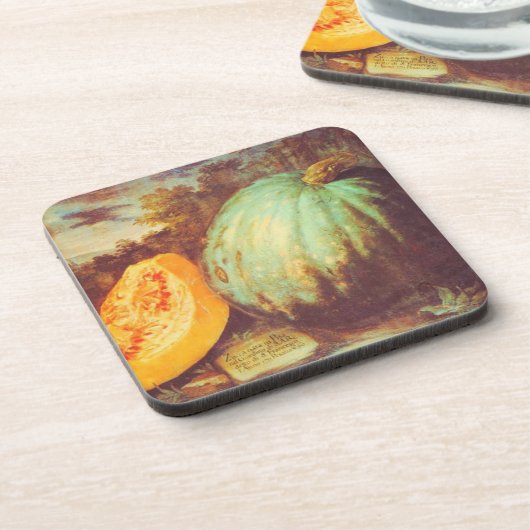 ヴィンテージ青かぼちゃ家宝秋絵を描の素朴 コースター (左側)