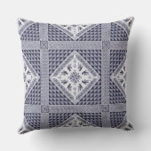 ヴィンテージ青と白のタスリーズパターン クッション (裏面)