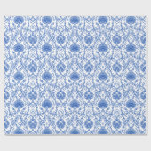 ヴィンテージ青と白のダマスクのパターン ラッピングペーパー (フラット)