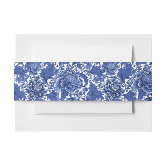 ヴィンテージ青と白のチンツ伝統的 招待状ベリーバンド (正面例)