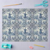 ヴィンテージ青と白のデルフトタイル 薄葉紙 (クラフト)
