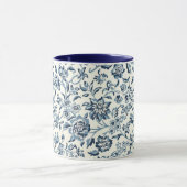 ヴィンテージ青と白の花柄 マグカップ (中央)