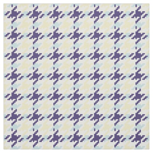 ヴィンテージ青と黄千鳥格子のの格子模様 ファブリック (見本)