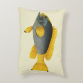 ヴィンテージ青と黄色のハタの魚、海洋生物 アクセントクッション (裏面(縦))