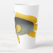 ヴィンテージ青と黄色のハタの魚、海洋生物 カフェラテマグ (正面)
