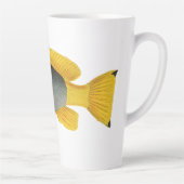 ヴィンテージ青と黄色のハタの魚、海洋生物 カフェラテマグ (右)