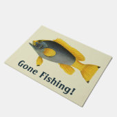 ヴィンテージ青と黄色のハタの魚、海洋生物 ドアマット (アングル)