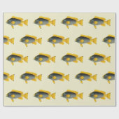 ヴィンテージ青と黄色のハタの魚、海洋生物 ラッピングペーパー (フラット)