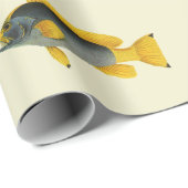 ヴィンテージ青と黄色のハタの魚、海洋生物 ラッピングペーパー (ロールコーナー)