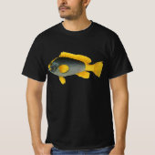 ヴィンテージ青と黄色のハタの魚、海洋生物 Tシャツ (正面)