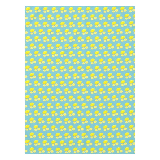 ヴィンテージ青のレトロレモン切れパターン黄色 テーブルクロス (正面)