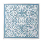 ヴィンテージ青カキ貝と海藻アールヌーボー タイル (正面)