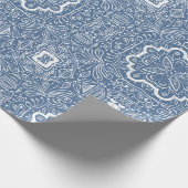 ヴィンテージ青タイルパターン  ラッピングペーパー (角)