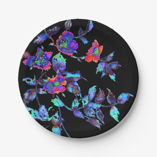 ヴィンテージ青バラ ペーパープレート (正面)