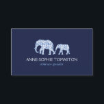 ヴィンテージ青パターン（の模様が）ある象の気に子 名刺<br><div class="desc">ペイズリー柄の2頭の象が、この名物ユニーク名刺の上にグラフィックを作り出す。子供のプロフェッショナル気にや子供の教えウェルネスアリーナ用に設計された。© 1201AMクリエイティブ</div>