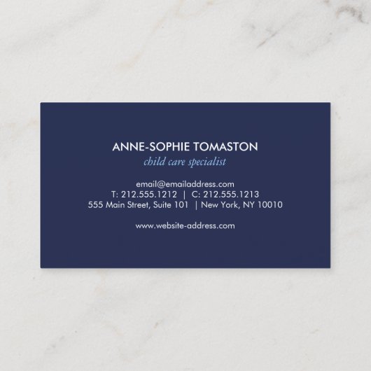 ヴィンテージ青パターン(の模様が)ある象の気に子 名刺 (裏面)