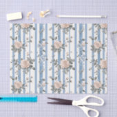 ヴィンテージ青フランスの花柄 薄葉紙 (クラフト)