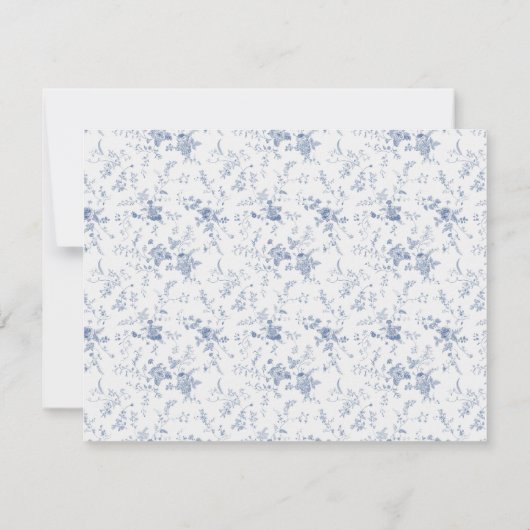 ヴィンテージ青フローラパーソナライズされた文具 ノートカード (裏面)