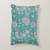 ヴィンテージ青フローラ銀葉花 アクセントクッション (裏面(縦))